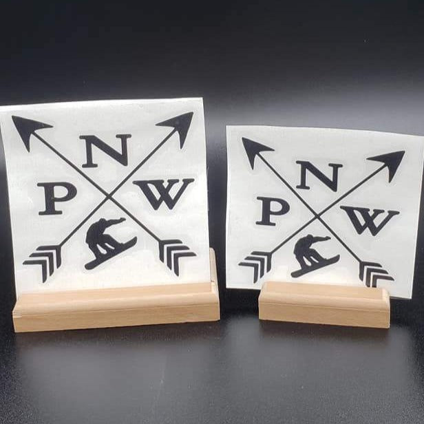 PNW Arrows with Snowboarder Vinyl Decal