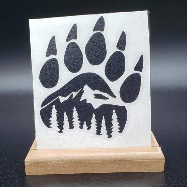 Bear Claw with Mountains Vinyl Decal