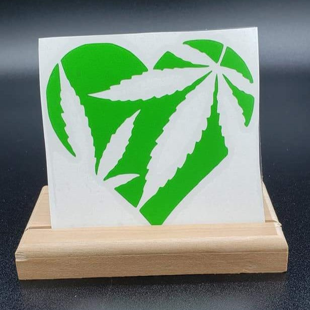 Pot Leaf Heart Vinyl Decal